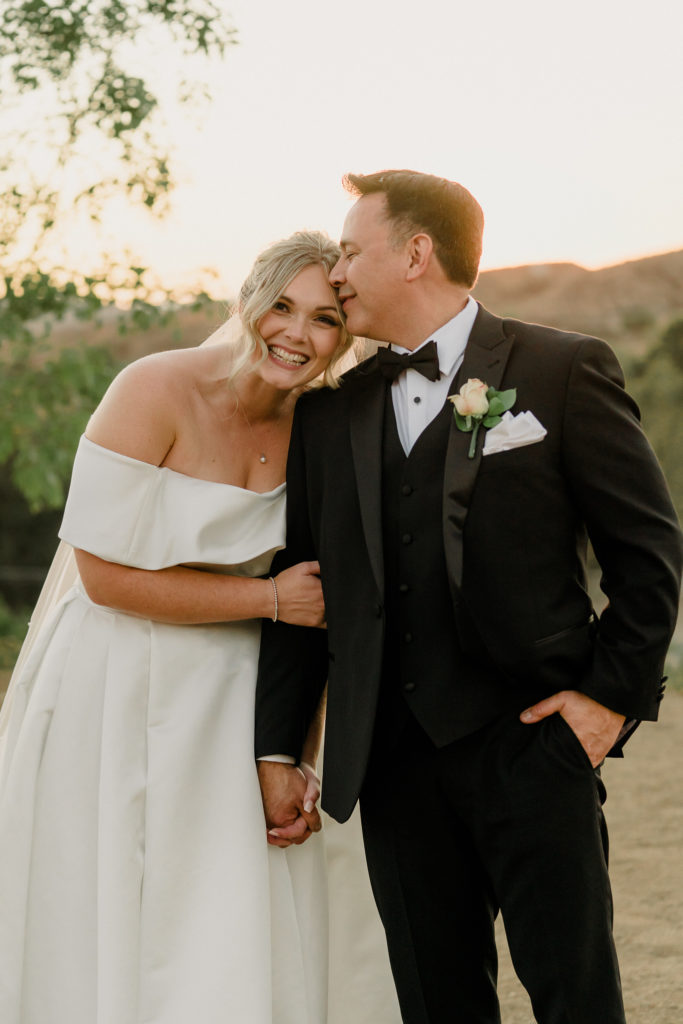 top 3 tips when planning your wedding, bride and groom romantics during golden hour at blomgren ranch santa clarita ca