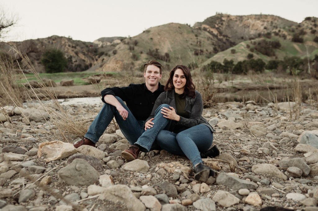 engagement photo at malibu creek state park in california