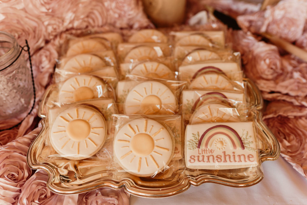 boho baby shower ideas cookie favors