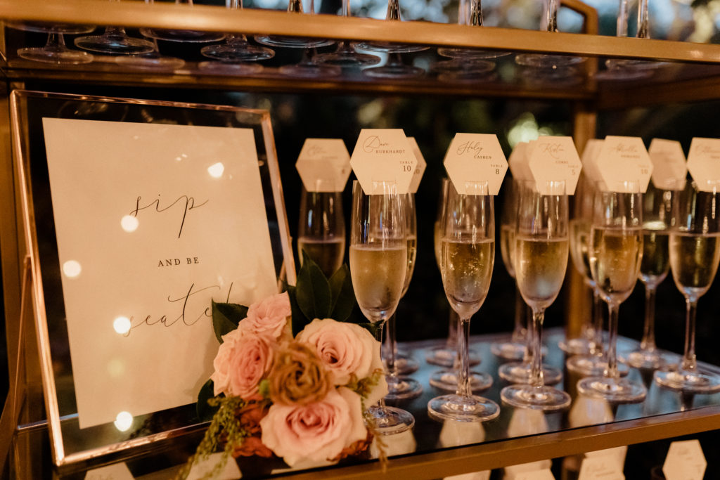 sip and seat champagne escort cards