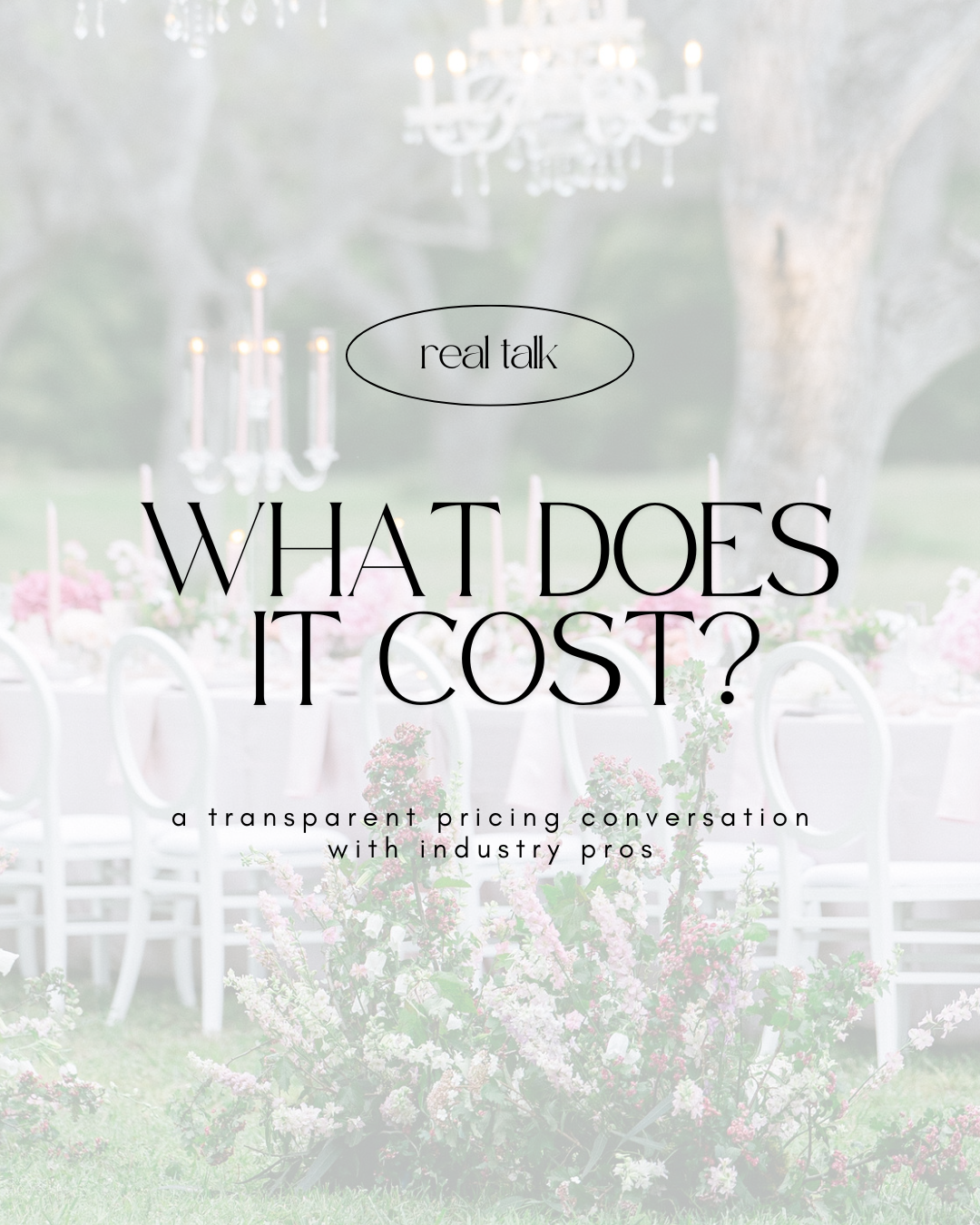 what does it cost cover image with words on top of a flower display and table in the background